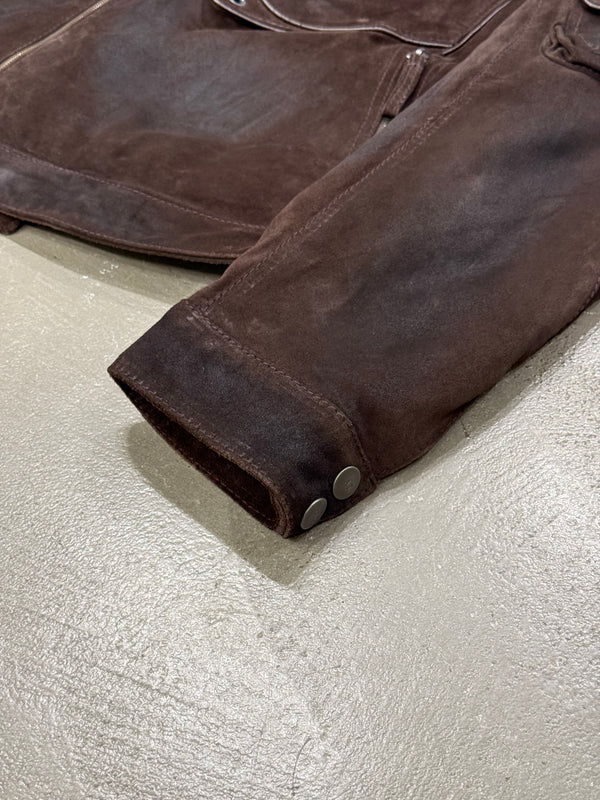 2000s Armani faded distressed biker leather jacket