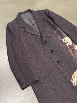 A/W2024 Yohji Yamamoto Pour Homme Runway “Lady Print” Pinched Shoulder Long coat