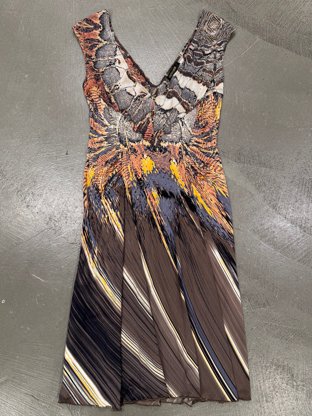 S/S2004 Roberto Cavalli feather silk dress