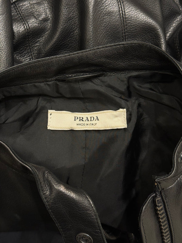 2000s Prada moto biker leather jacket