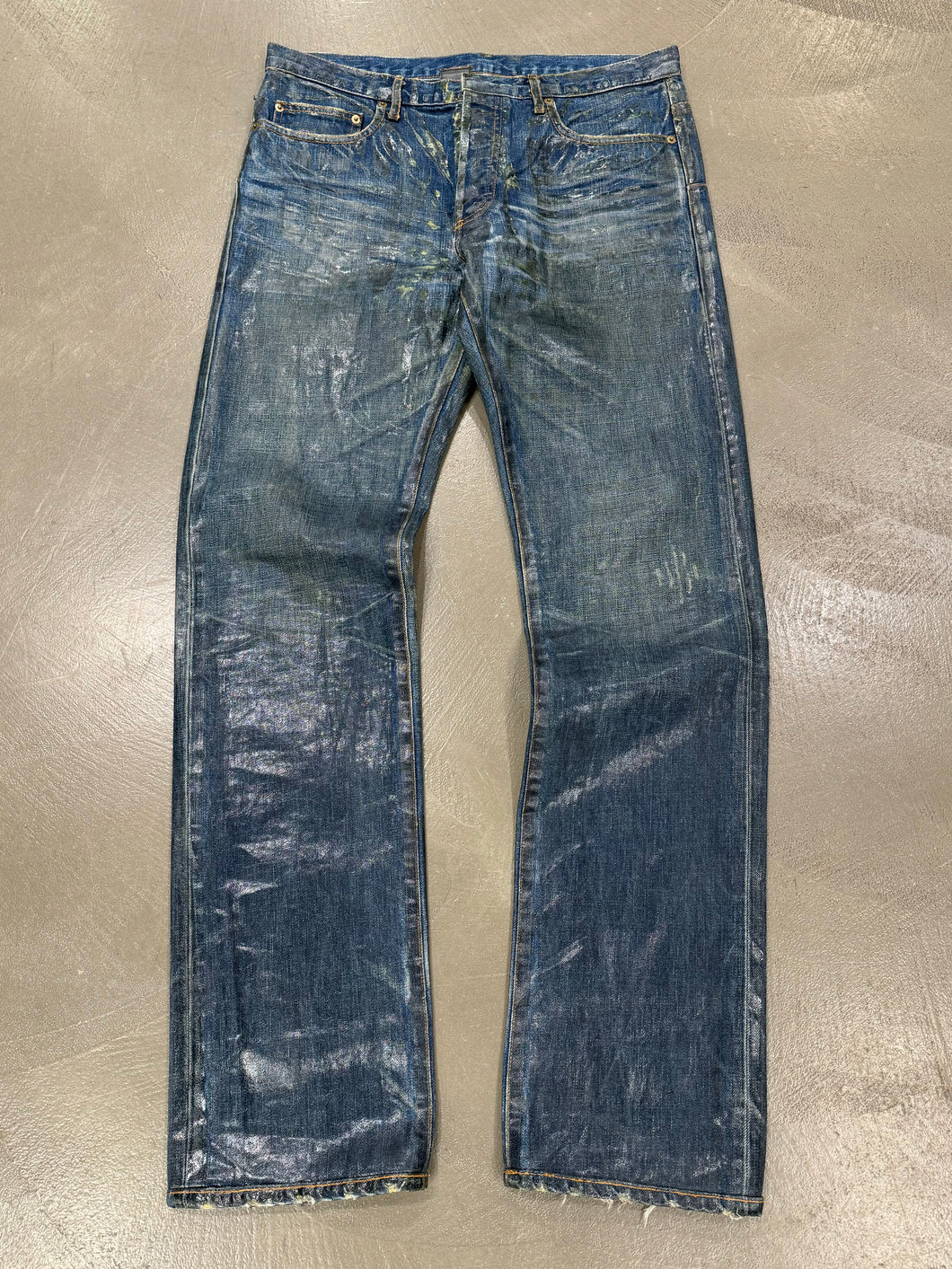 F/W 2003 Dior by Hedi Slimane green waxed denim