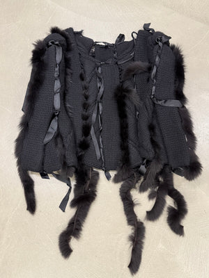 A/W2002 Gucci by Tom Ford fox fur black wool knit