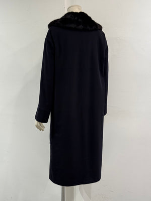 1990s Prada squirrel fur collar long wool coat