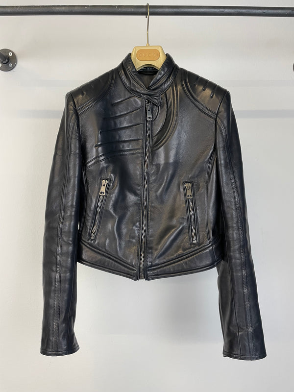 AW2000 Gucci by Tom Ford spiral biker leather jacket
