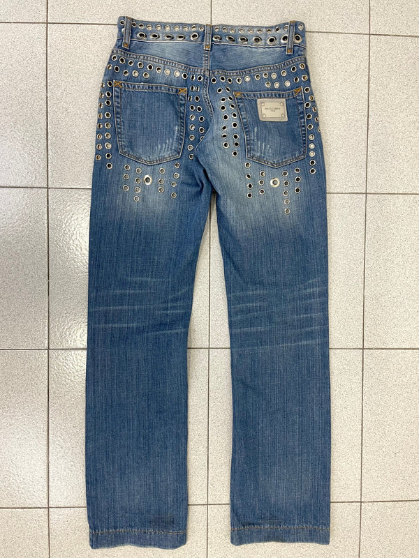 SS06 Dolce & Gabbana eyelet studded holed jeans