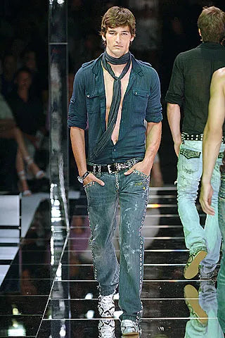 S/S 2006 Dolce & Gabbana runway studded eyelet jeans