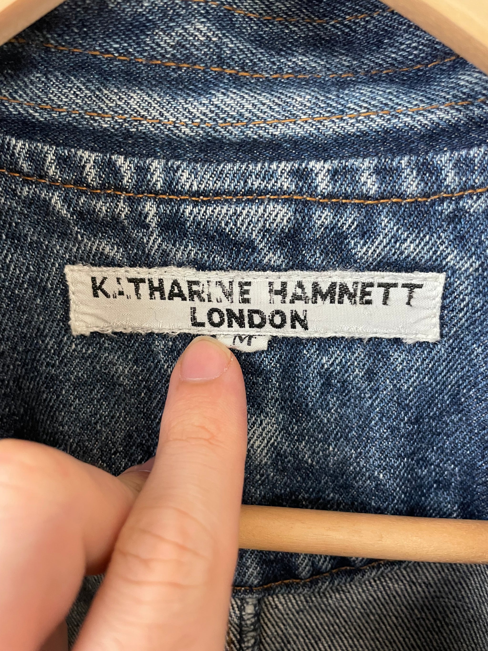 1986 Katharine Hamnett cargo bomber denim jacket – elevated