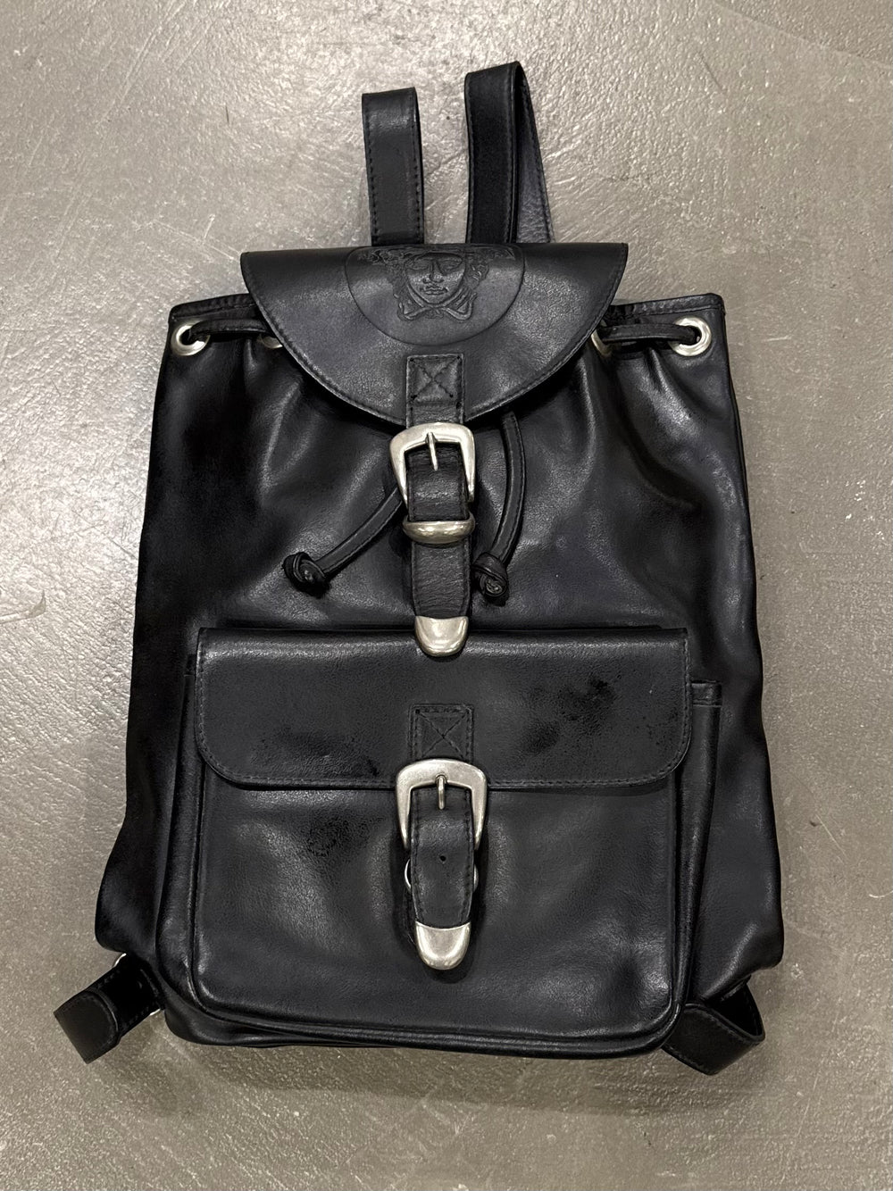 1990s Gianni Versace Medusa leather backpack