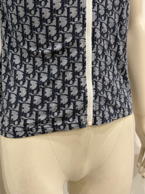 S/S2002 Christian Dior by Galliano monogram zipped vest with hoodie