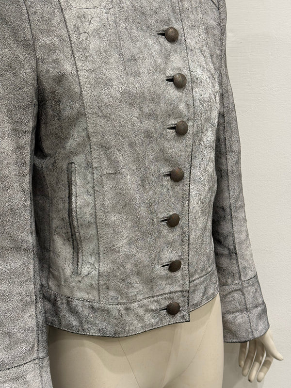 S/S 2002 Ann Demeulemeester runway cracked leather Napoleon military jacket