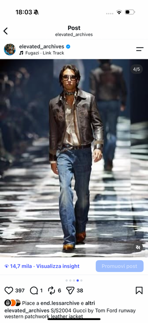 S/S2004 Gucci by Tom Ford runway western patchwork leather jacket