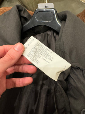 2000s Rick Owens giant hood coat with leather sleeves