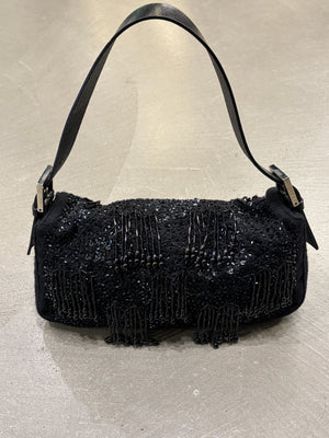 A/W2000 Fendi wool embossed hand-beaded baguette bag