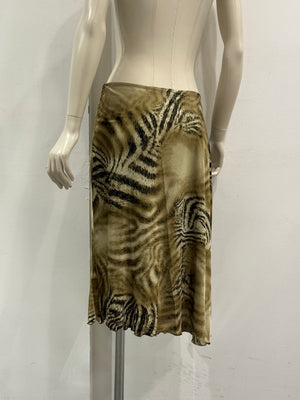 2000s Roberto Cavalli animal Print asymmetric midi skirt