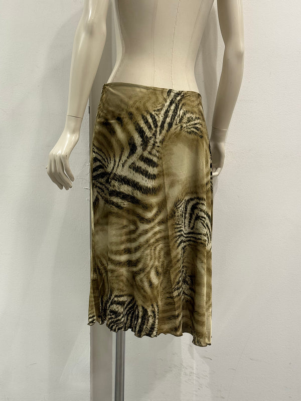 2000s Roberto Cavalli animal Print asymmetric midi skirt