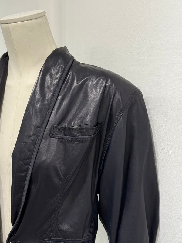 1980s Gianni Versace suspended shoulders cropped leather jacket