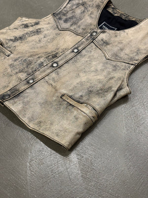 2000s Versace distressed leather vest