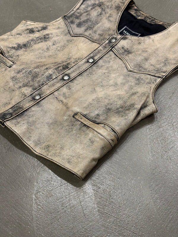 2000s Versace distressed leather vest