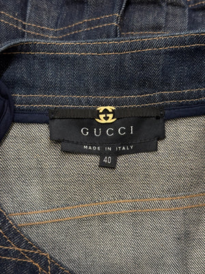 S/S2004 Gucci by Tom Ford paneled biker denim jacket