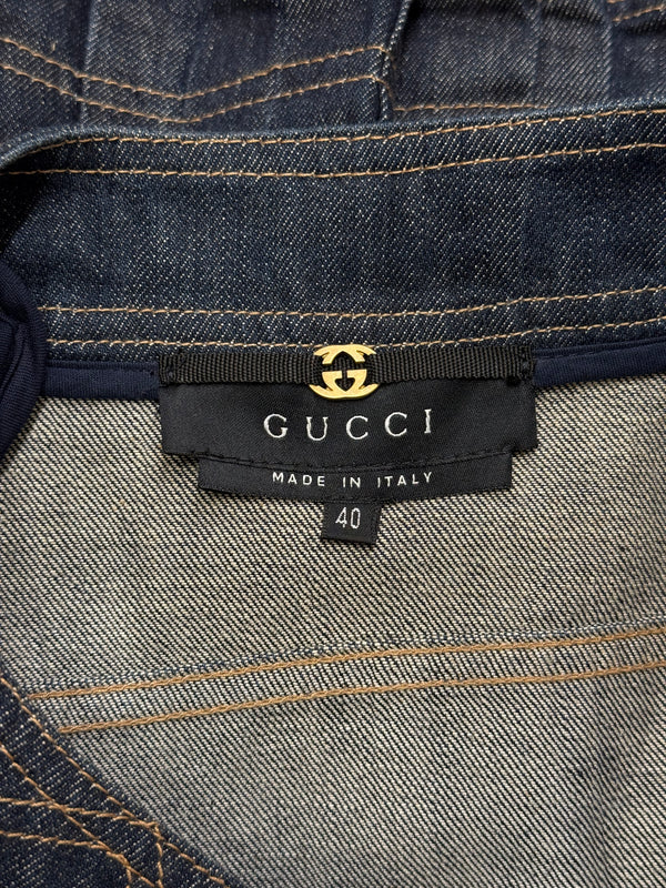 S/S2004 Gucci by Tom Ford paneled biker denim jacket