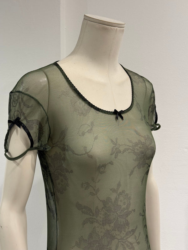 2000s Roberto Cavalli floral print mesh top
