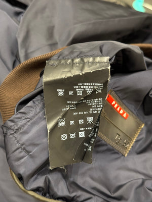 2000s Prada bomber nylon jacket with contrast elbow leatherpatch detailing