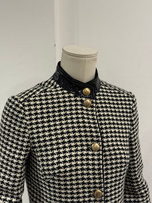 2000s Dolce & Gabbana vinyl trimmed cropped houndstooth jacket