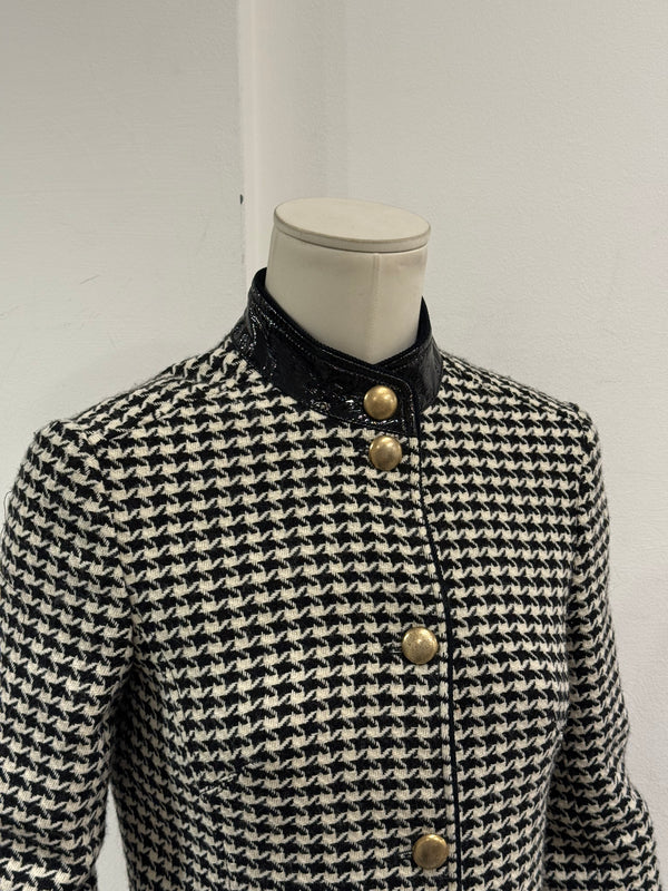 2000s Dolce & Gabbana vinyl trimmed cropped houndstooth jacket