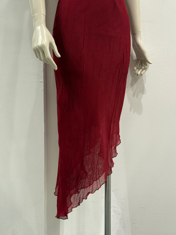 2000s Cavalli wrinkle red dress