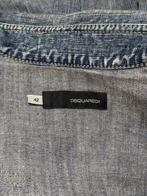 2000s Dsquared2 western denim leather panel shirt
