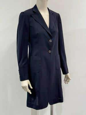 2010s Brunello Cucinelli navy tailored long blazer coat