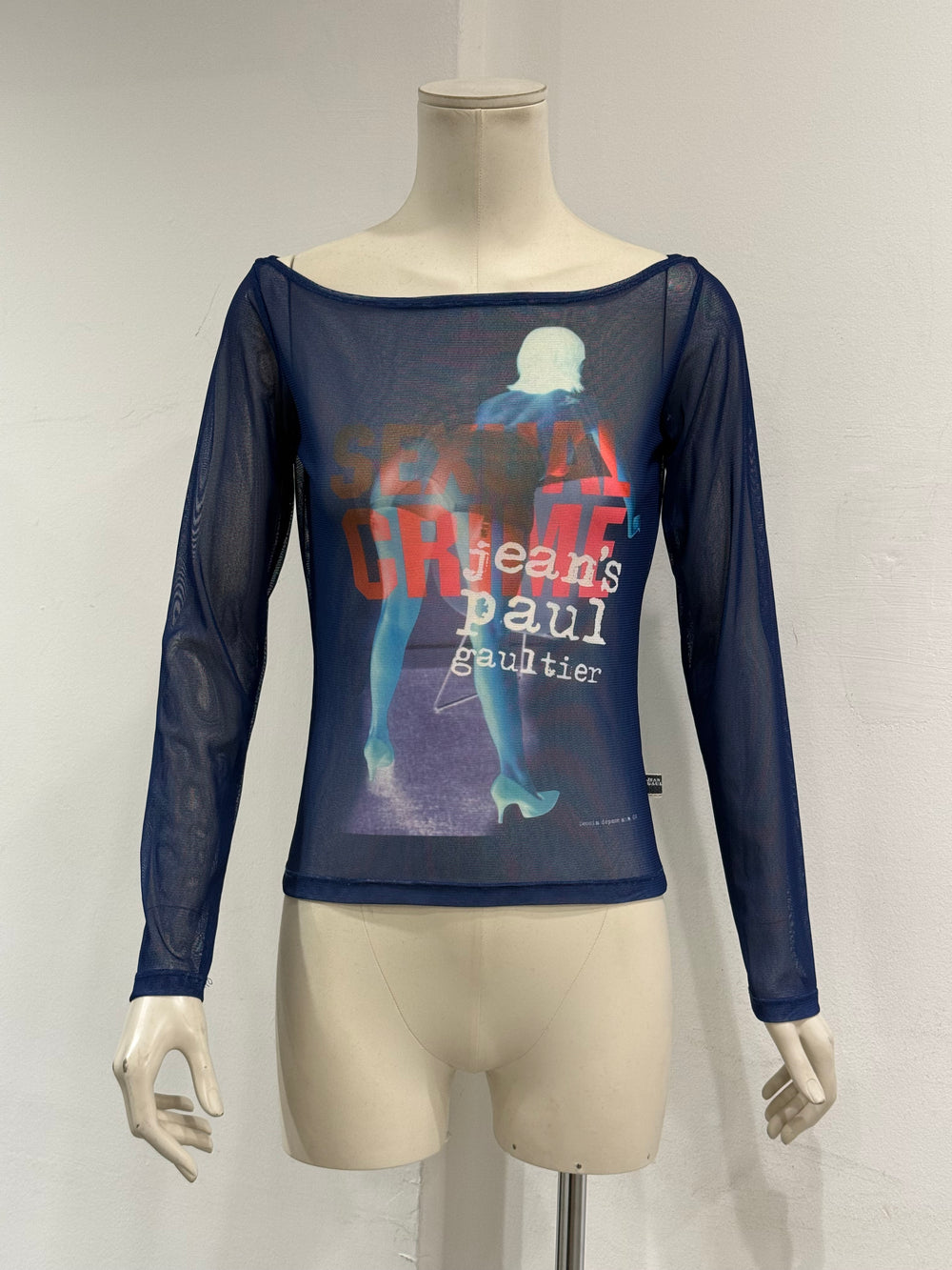 2000s Jean Paul Gaultier Sexual Crime print mesh top