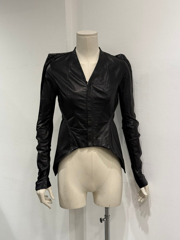 A/W2009 Rick Owens reinforced shoulders leather jacket
