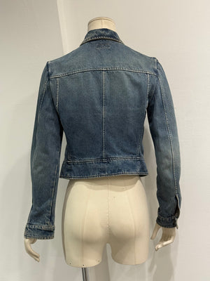 2000s Roberto Cavalli fitted paneled denim jacket