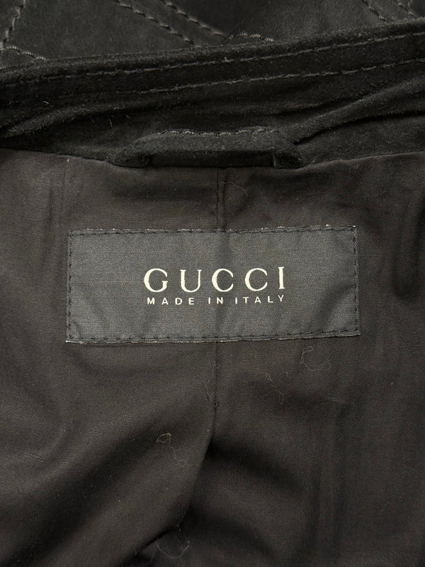 2000s Gucci faded black suede safari jacket