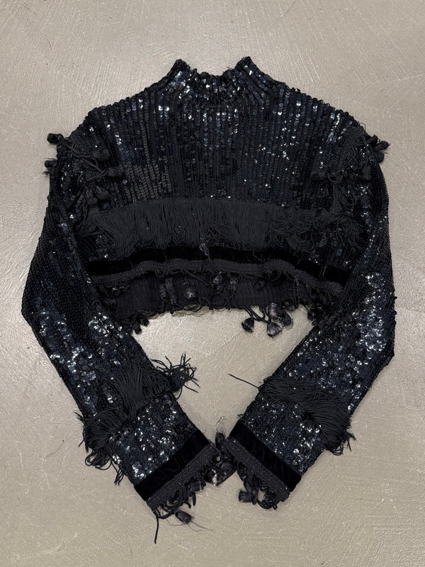 S/S1995 Jean Paul Gaultier cropped sequin fringe top