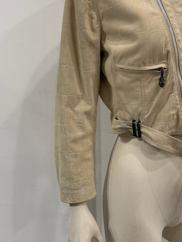 A/W1994 Gianni Versace cropped crocodile embossed leather jacket