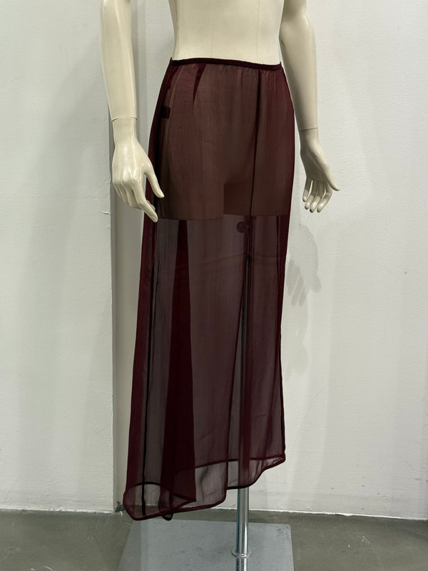 S/S1997 Prada silk long red skirt