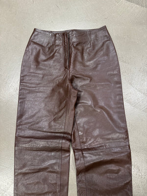1990s Prada brown leather pants