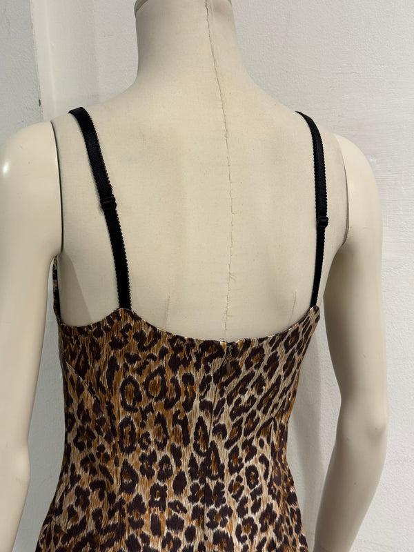 2000s Dolce & Gabbana leopard print bustier dress
