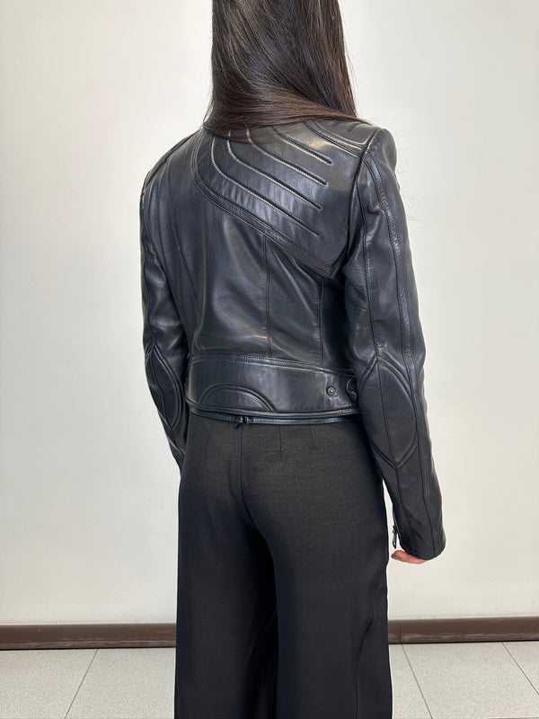 AW2000 Gucci by Tom Ford spiral biker leather jacket
