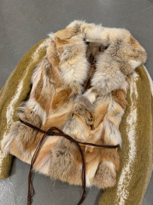 2000s Roberto Cavalli coyote fur hybrid jacket