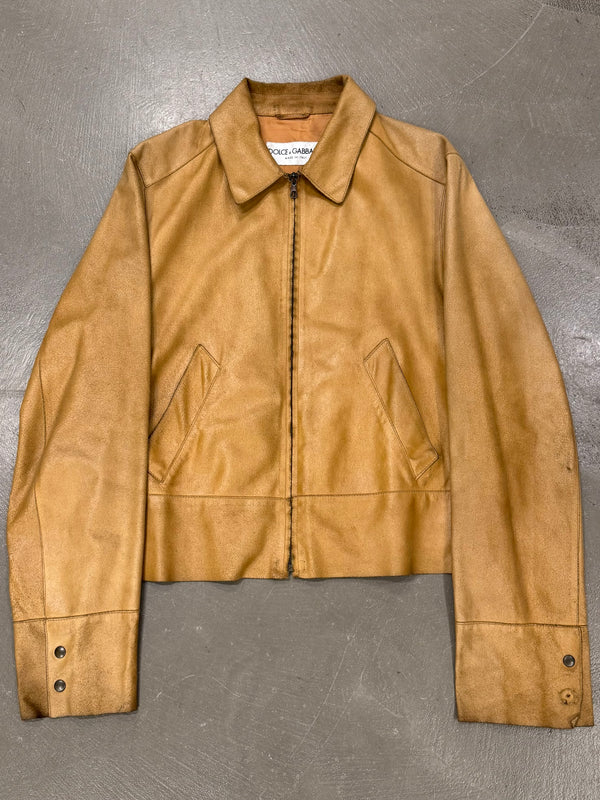 1990s Dolce & Gabbana cropped leather jacket