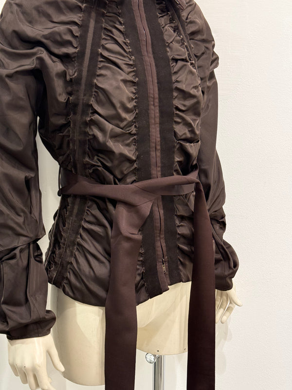 A/W2002 Yves Saint Laurent by Tom Ford ruched velvet jacket with bow belt