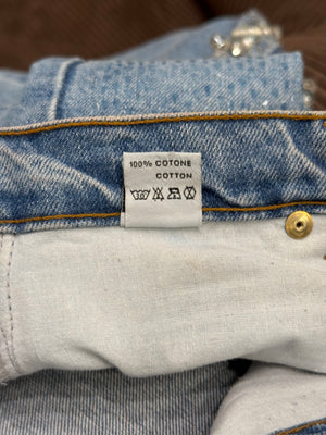1999 Roberto Cavalli crystal embellished denim straight jeans