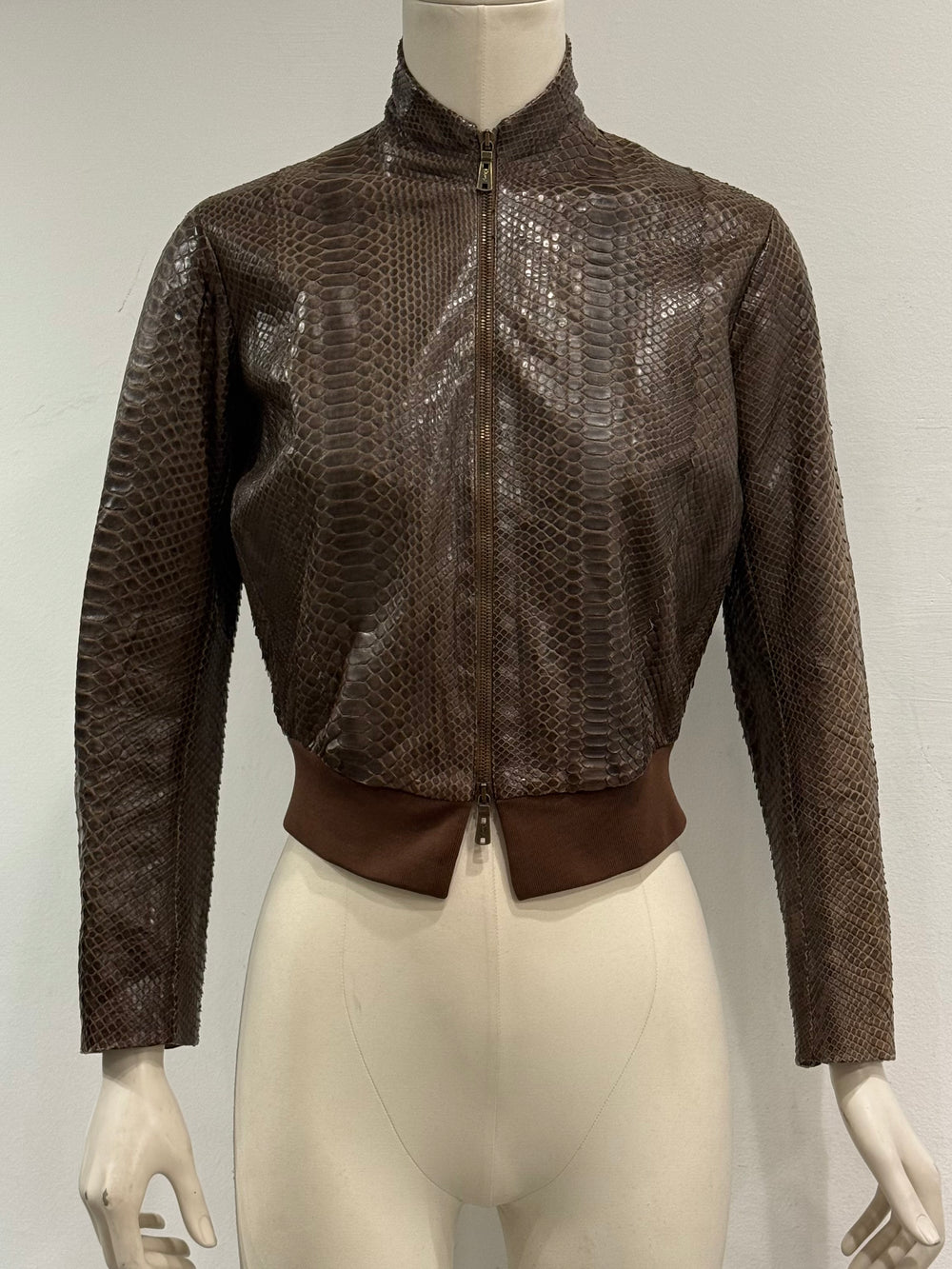 2000s Yves Saint Laurent python skin bomber jacket