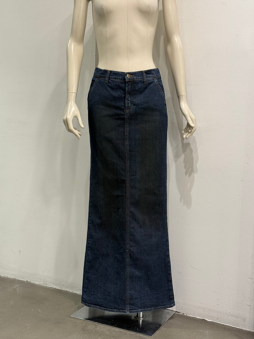 2000s Cavalli raw denim long skirt