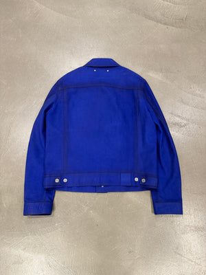 2010s Berluti electric blue trucker leather jacket