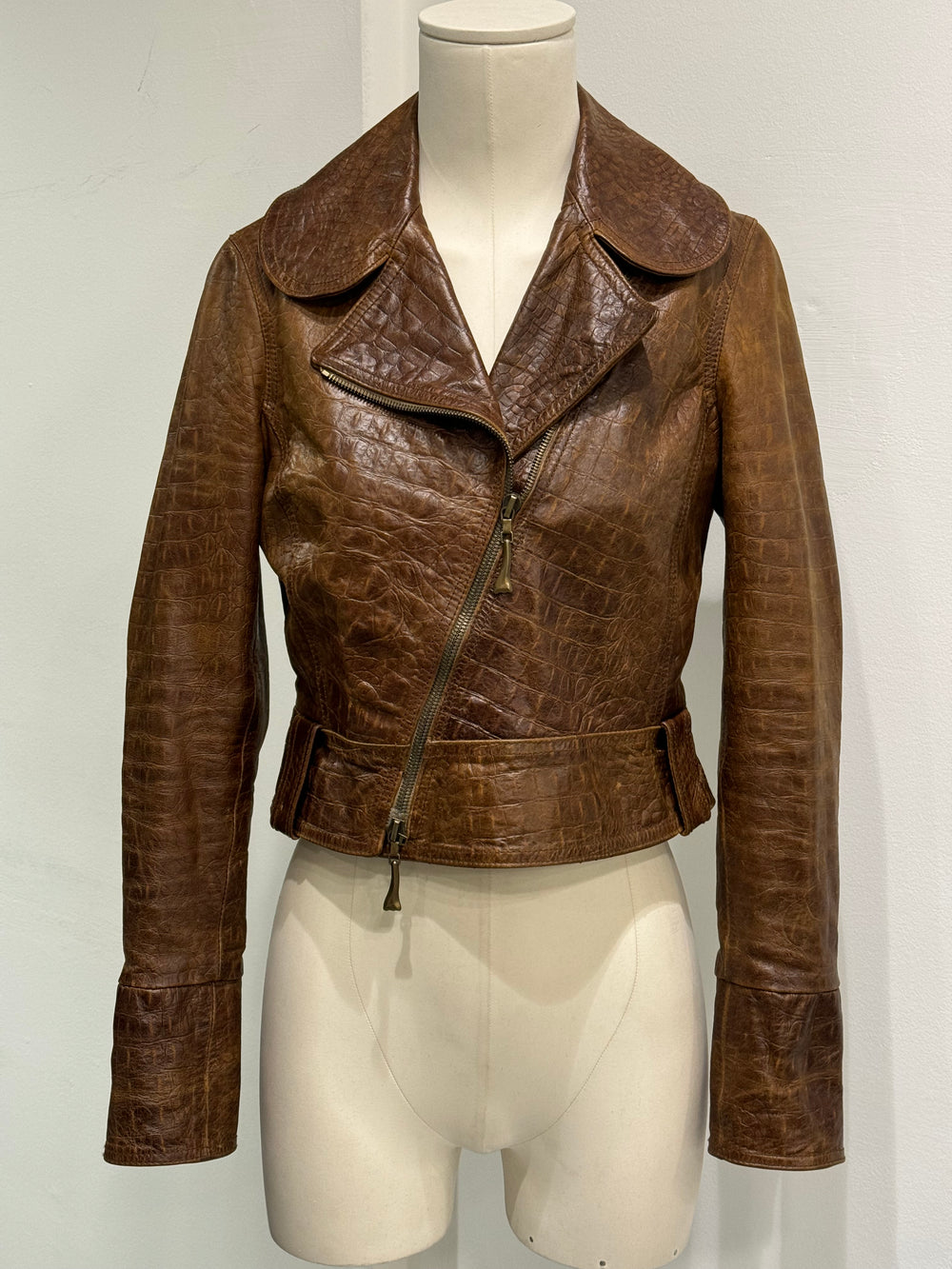 A/W2000 Roberto Cavalli crocodile embossed leather jacket