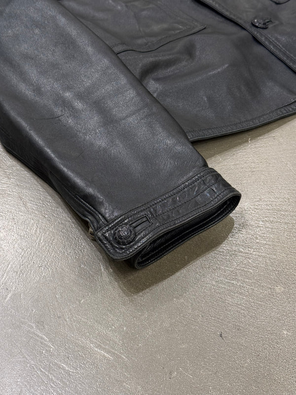 1990s Gianni Versace oversized cropped leather jacket